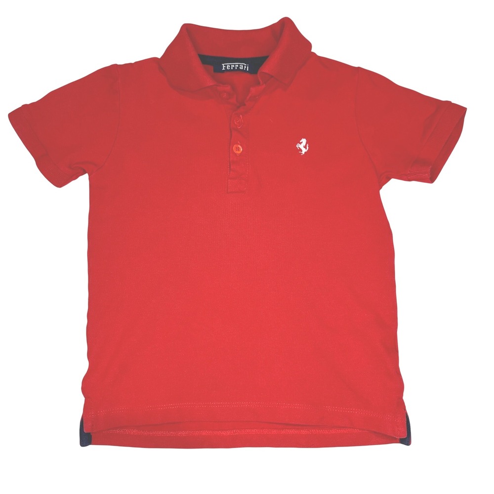 Ferrari Polo Shirt Kids 3/4A Red Cotton Blend‎ Logo Short Sleeve Regular Fit